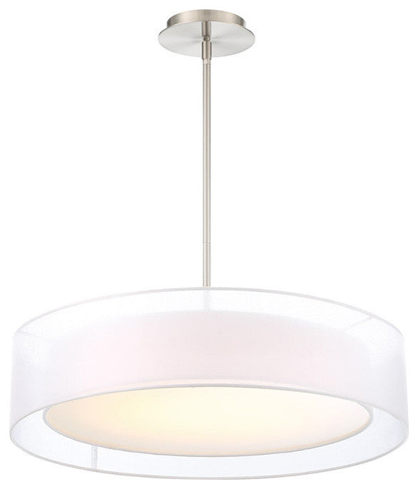 Metropolis LED Pendant, Brushed Nickel, 24", 3000k