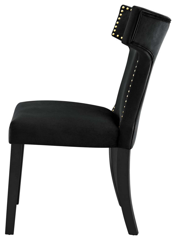 Dining Chair, Nailhead, Set of 2, Black, Velvet, Modern, Bistro Hospitality