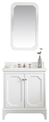 30" Wide Pure White Single Sink Quartz Carrara Bathroom Vanity