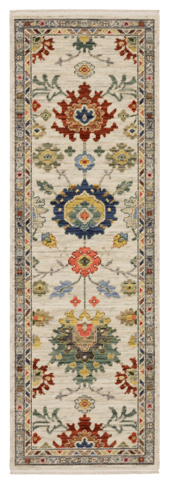 Leoness Vintage Traditional Ivory/ Multi Area Rug, 2' x 6'