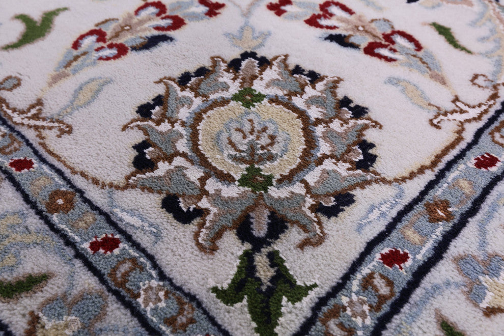 8' 2" X 10' 2" Wool & Silk Hand Knotted Persian Nain Rug - Q14712