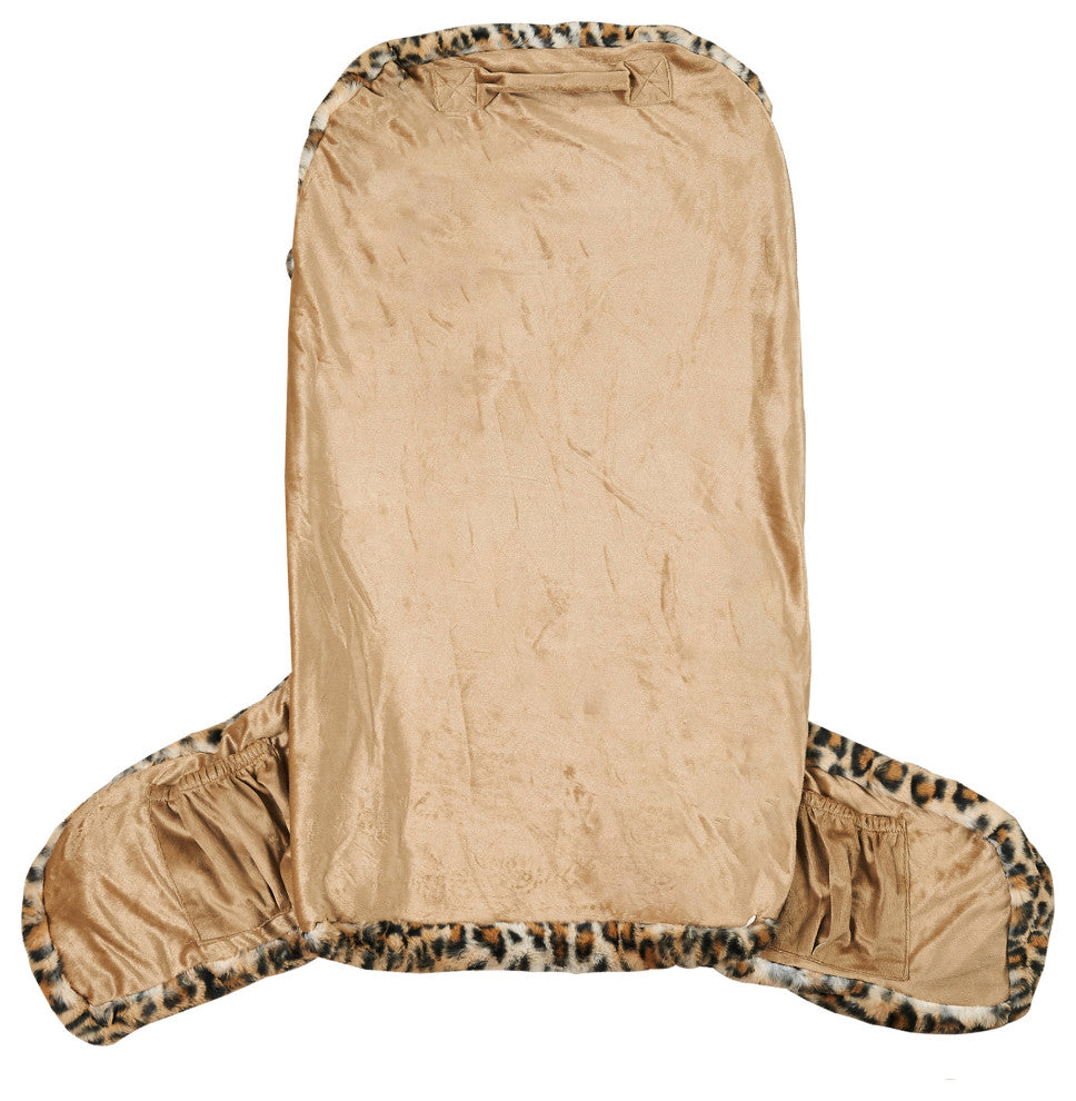 Home Soft Things Animal Pattern FauxFur Bedrest Shell, NO INSERT, Leopard, 28"x30" X17"