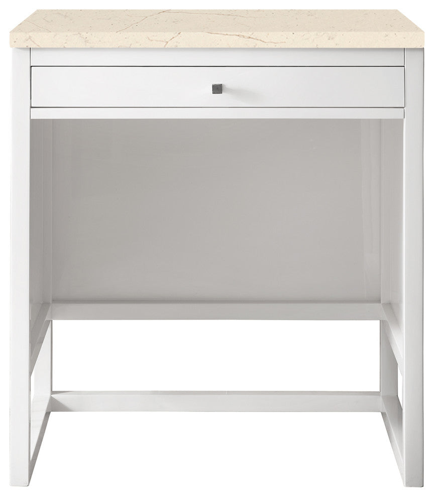 Athens 30" Makeup Counter, Glossy White, Eternal Marfil Top