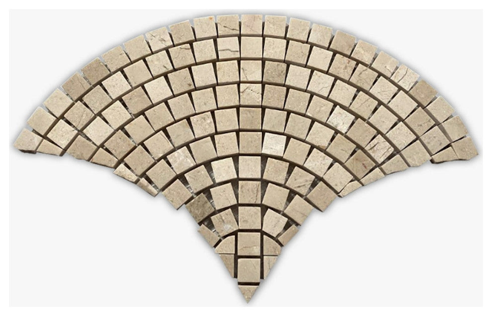 Crema Marfil Honed Mini Fan Shape Marble Mosaic