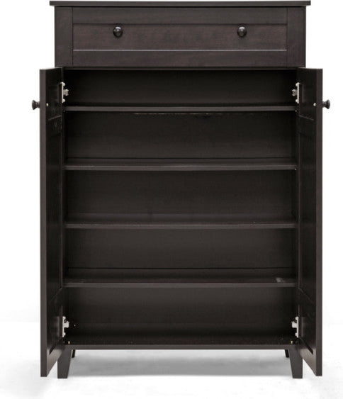 Baxton Studio Glidden Dark Brown Wood Modern Shoe Cabinet (Tall)