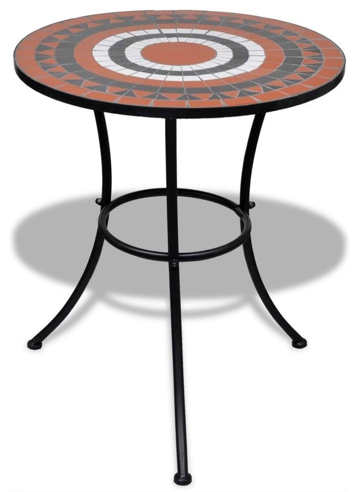 vidaXL Table Outdoor Side Table Garden Mosaic Table Ceramic Terracotta and White