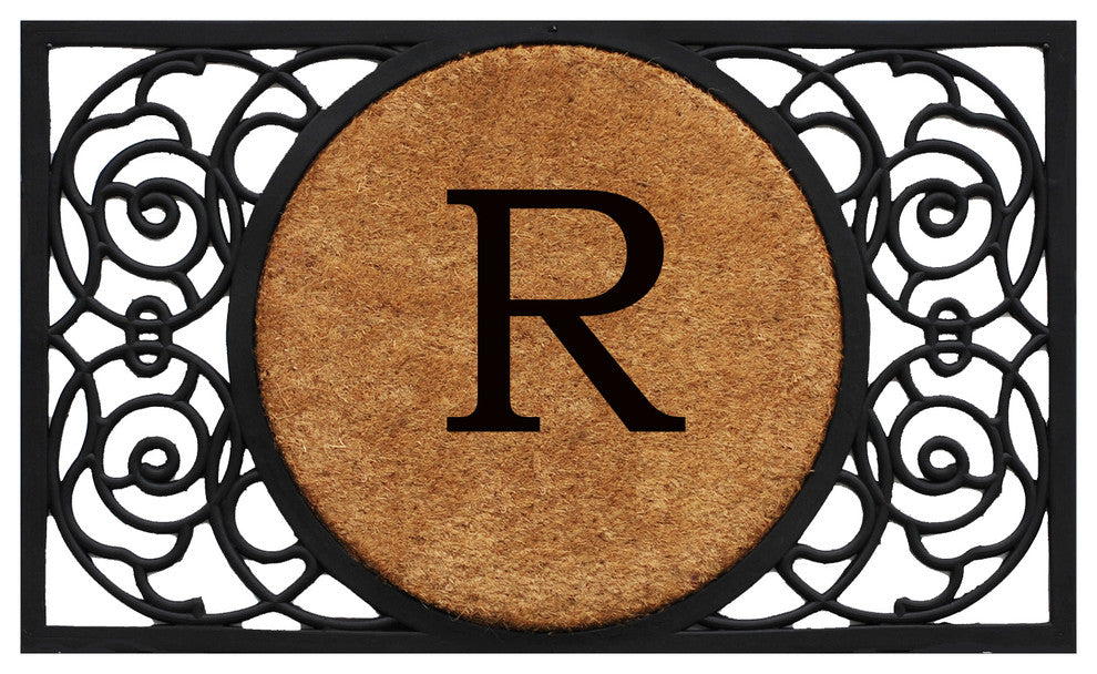 Armada Circle Monogram Doormat 18"x30", Letter R