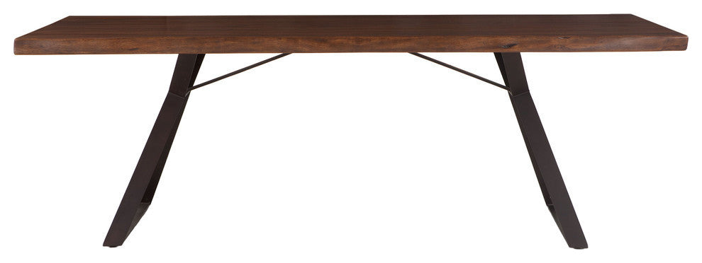 Nottingham 94-Inch Acacia Wood Live Edge Dining Table in Walnut Finish