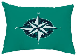 Compass 14"x20" Decorative Nautical Outdoor Pillow, Green