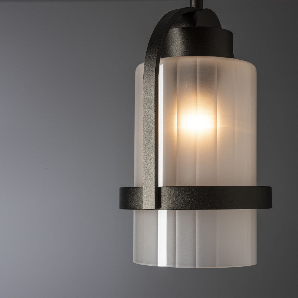 Alcove Outdoor Pendant Coastal Oil Rubbed Bronze Finish, Frosted Glass