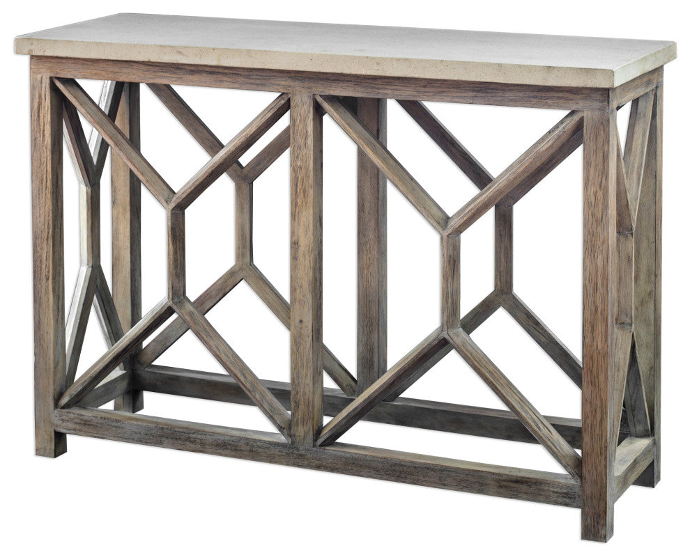 Uttermost Catali Ivory Stone Console Table