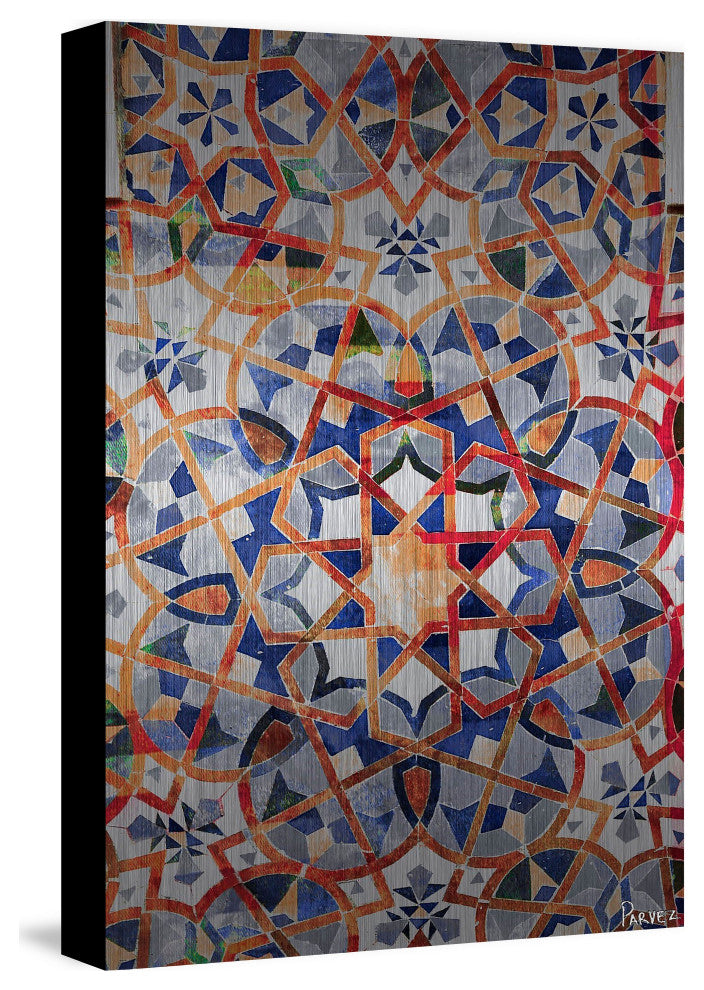 "Figuig" Wall Art on Wood, 24"x36", Brushed Aluminum