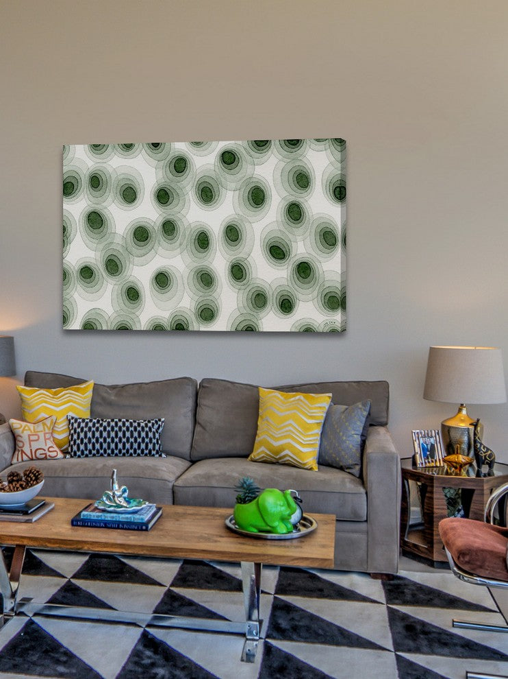 Marmont Hill, "Earthy Green Ovals" by Nikki Galapon on Wrapped Canvas, 18x12