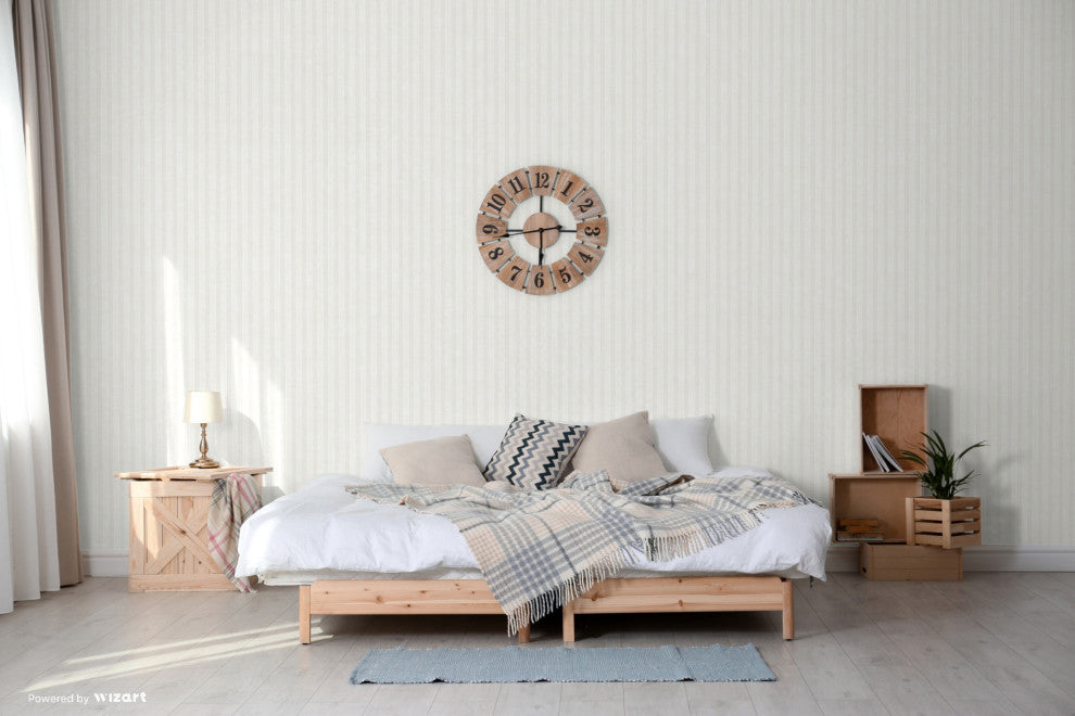 White Tonal Stripe Wallpaper