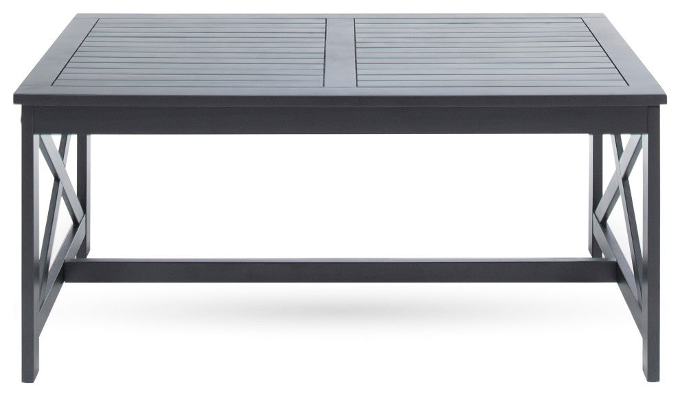 GDF Studio Newman Indoor Farmhouse Finished Acacia Wood Coffee Table, Black