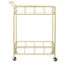 GDF Studio Louise Indoor Modern Bar Cart with Tempered Glass, Gold