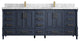 Aberdeen 84 Double Sink Bath Vanity in Hale Navy Blue  2" Carrara Marble