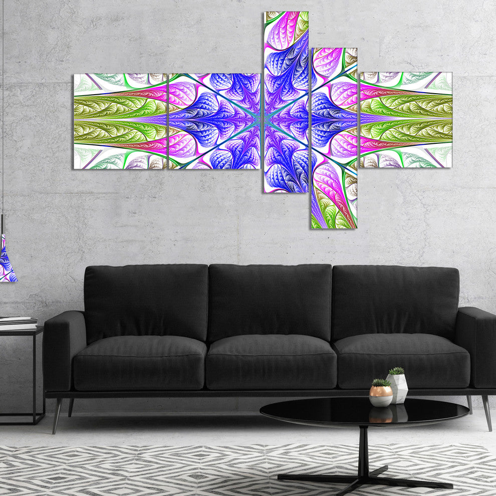 Extraordinary Fractal Light Green Art, Abstract Canvas Print, 60"x32", 5 panels