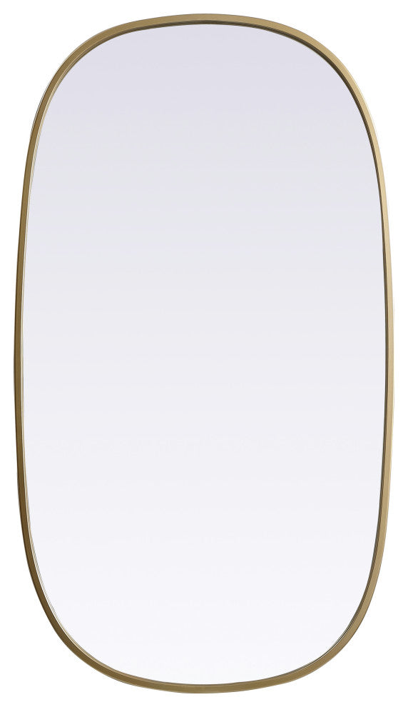 Metal Frame Oval Mirror 20X36 Inch, Brass