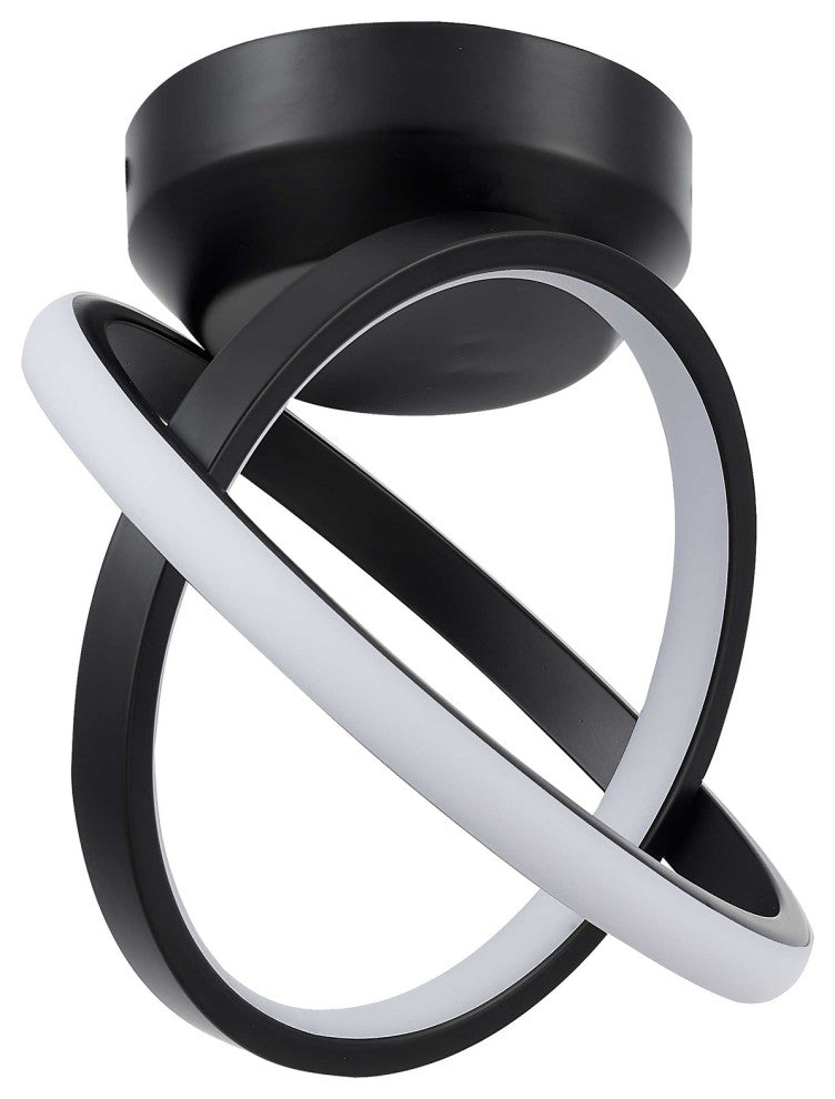 Philo Modern 1 Light Matte Black White Metal Semi-Flush Mount