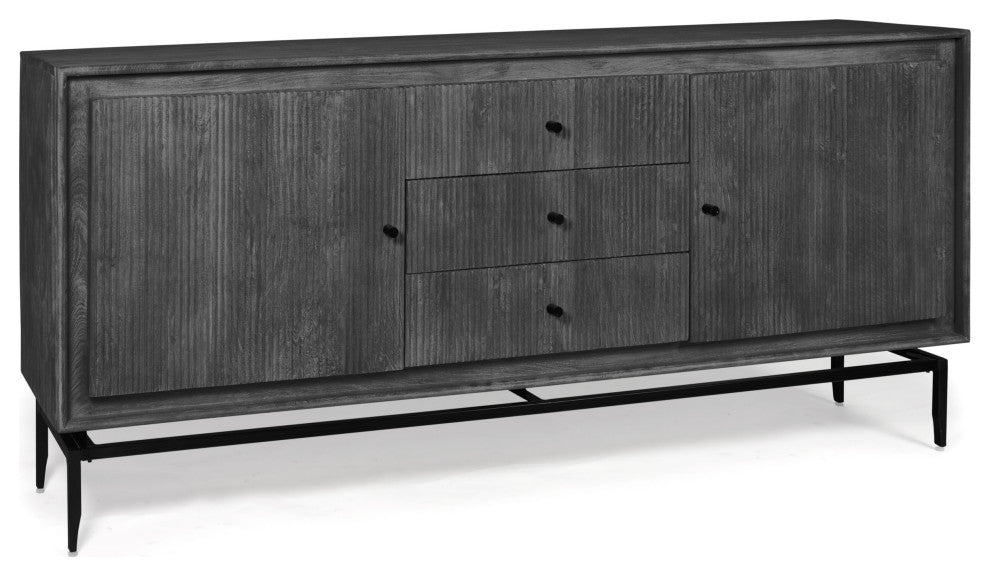 Camilo 69" Wide 3 Door Wood Sideboard, Black