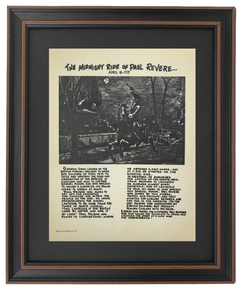 Framed Story of Midnight Ride of Paul Revere
