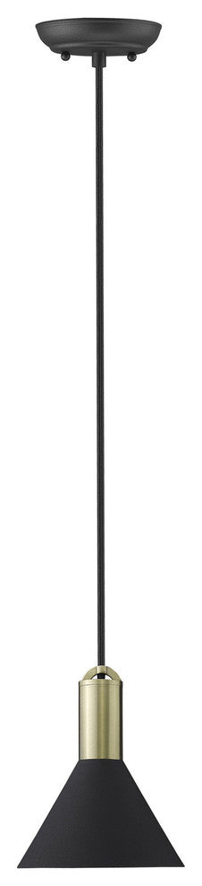 Matte Black and Gold Conical Pendant Hanging Light
