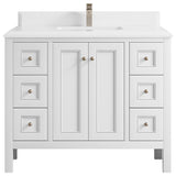 Nashville 42" Single Sink Bath Vanity, White 1.5" White Quartz