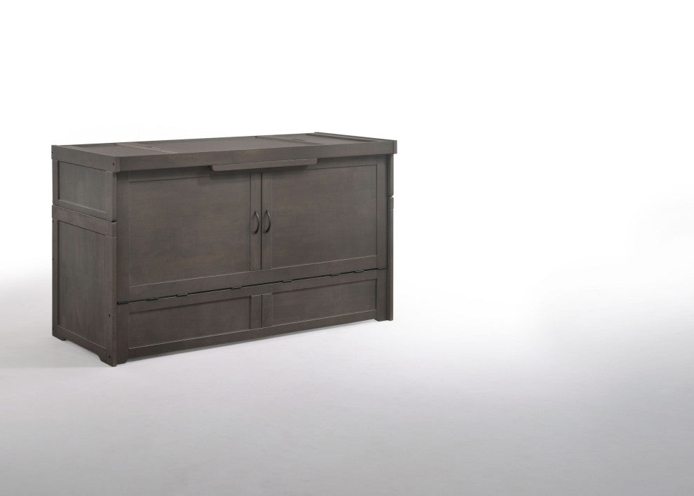 Cube Queen Size Murphy Bed Cabinet, Stonewash