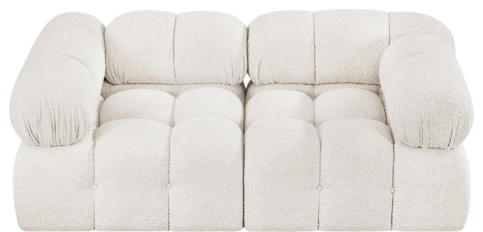 Ames Boucle Fabric Modular Sofa, Cream, 2-Piece: 2 Corner Chair