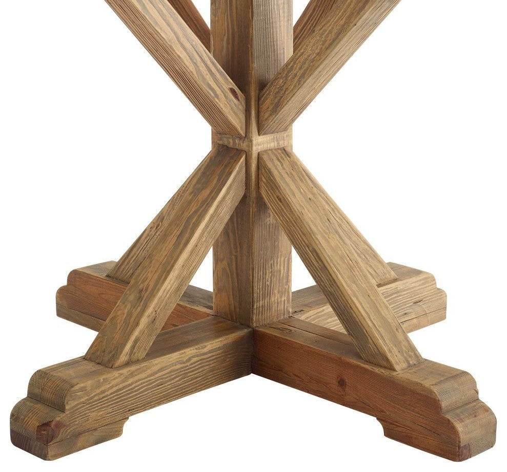 Stitch 71" Round Pine Wood Dining Table, Brown