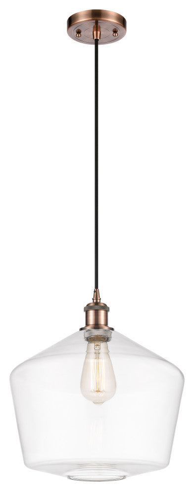 Innovations 516-1P-AC-G652-12-LED 1-Light Mini Pendant, Antique Copper