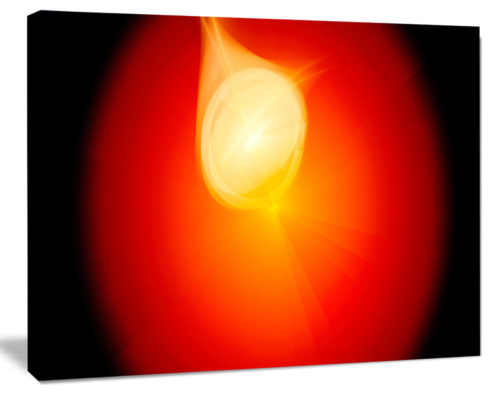 Glowing Red Misty Sphere, Oversized Abstract Canvas Art Print, 60x40