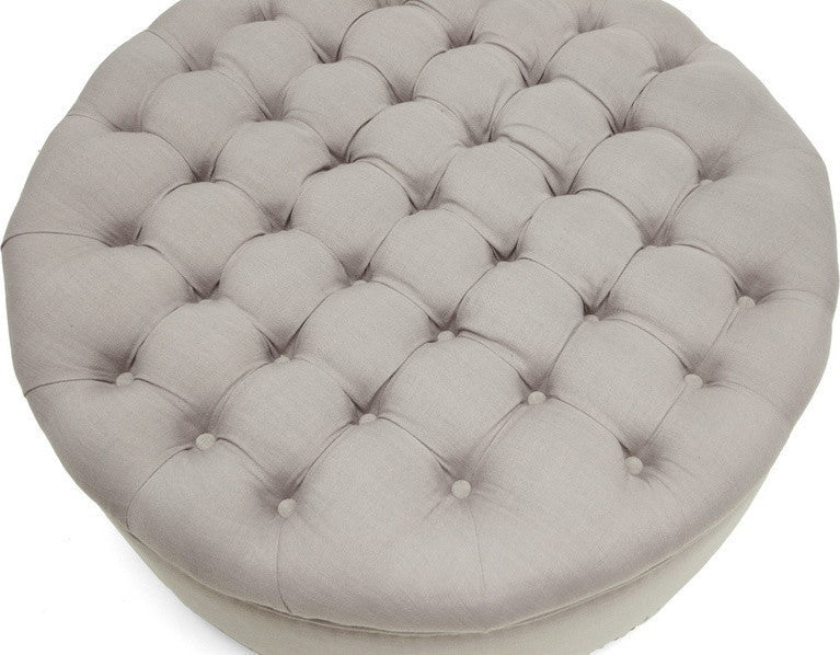 Baxton Studio Iglehart Beige Linen Modern Tufted Ottoman