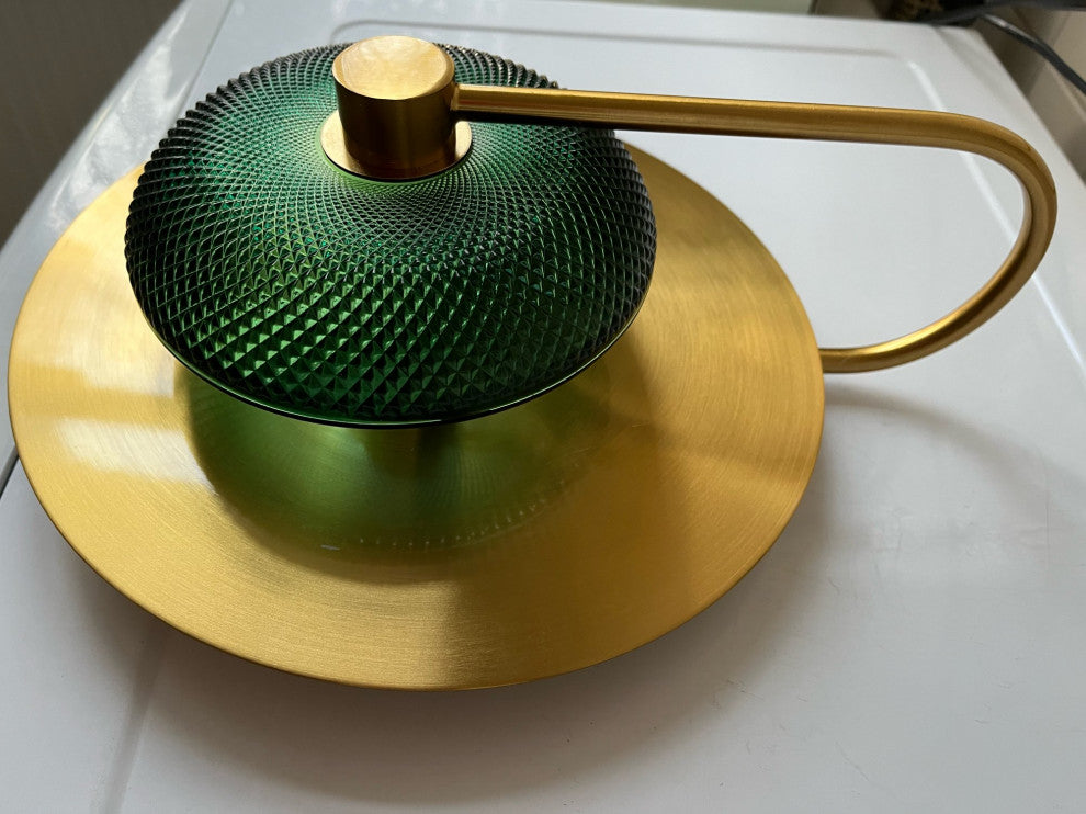 Albacete | Modern LED Industrial Style Wall Lamp, Gold + Green, 1 Light