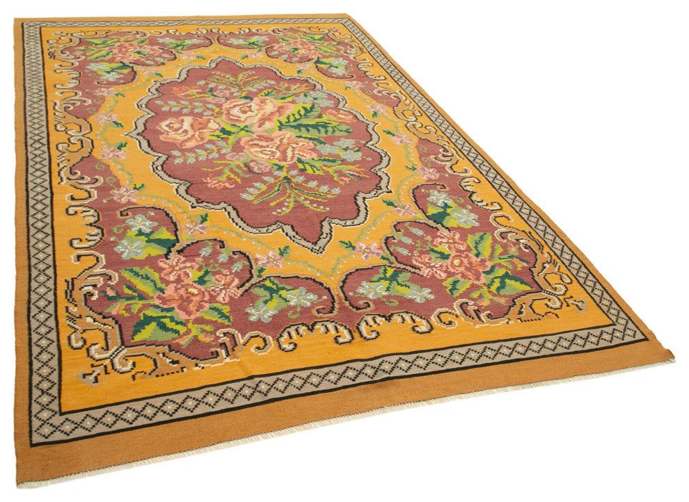 Rug N Carpet - Handmade Moldovian 6' 1'' x 10' 3'' Vintage Floral Kilim Rug