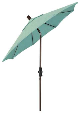 7.5' Bronze Collar Tilt Lift Fiberglass Rib Aluminum Umbrella, Sunbrella, Spectrum Mist