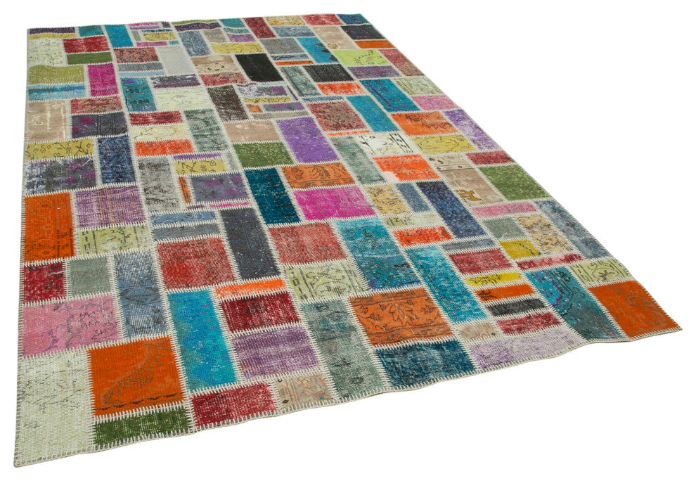 Rug N Carpet - Hand-Knotted Anatolian 6' 9" x 9' 8" Wool Patchwork Area Rug