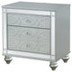 Glam 3 Drawers Nightstand with Dual USB Port, Silver
