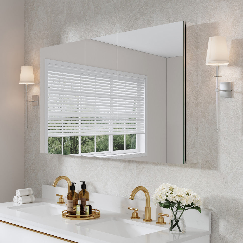 Recessed/Surface Mount Bathroom Medicine Cabinet, Reverse Installation, 52"x30"