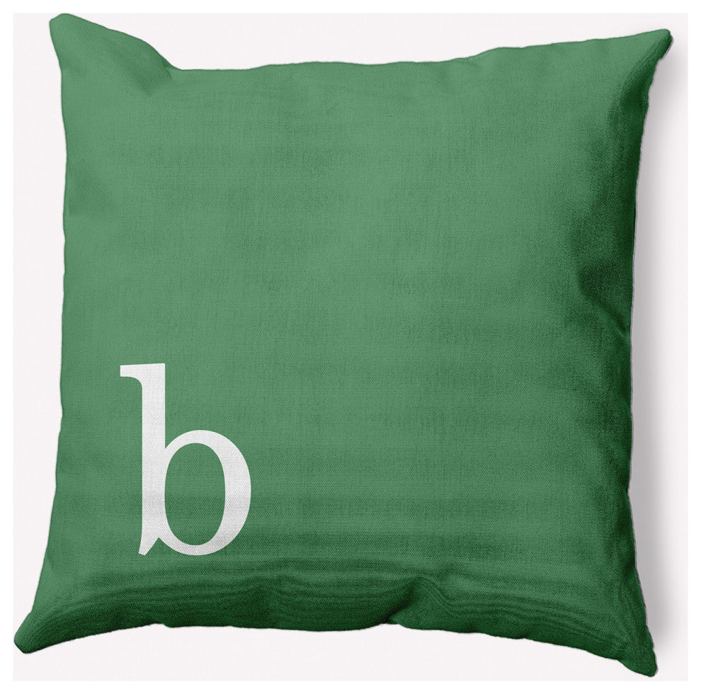 20" x 20" Modern Monogram Indoor/Outdoor Polyester Throw Pillow, Sage