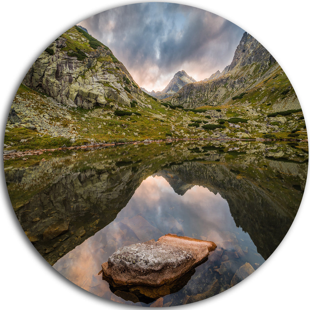 Mountain Lake Over Skok Waterfall, Seashore Round Wall Art, 23"