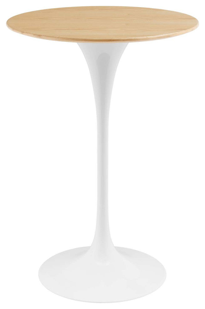 28" Bar Table, Natural Brown White, Metal, Modern, Bistro Hospitality