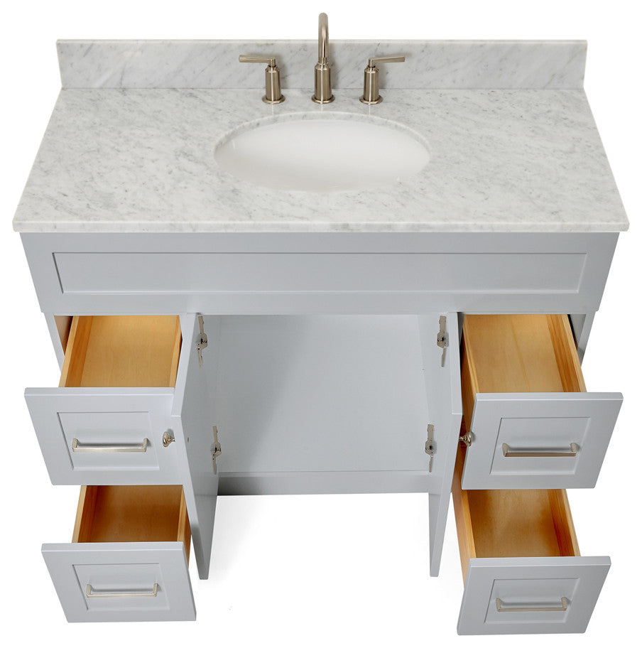 Ariel Hamlet 43" Oval Sink Bath Vanity, 0.75" Carrara Marble