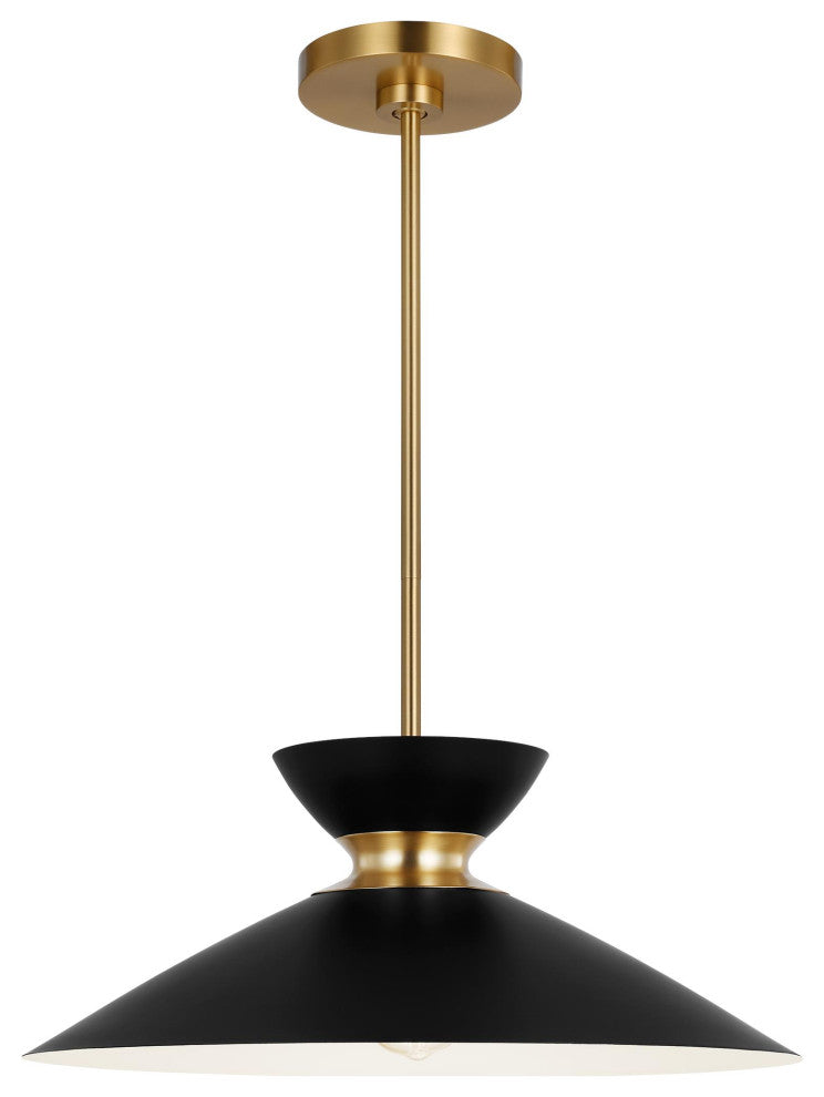Heath Wide Pendant, Midnight Black and Burnished Brass