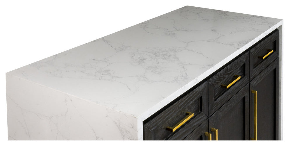 Palisade 48" Kitchen Island, Dark Oak, Engineered Marble