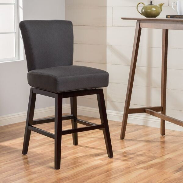 GDF Studio Tristan Dark Brown Fabric Swivel Counter Stool