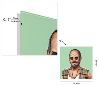 "Hip Steve" Frameless Reverse Printed Tempered Art Glass Wall Art