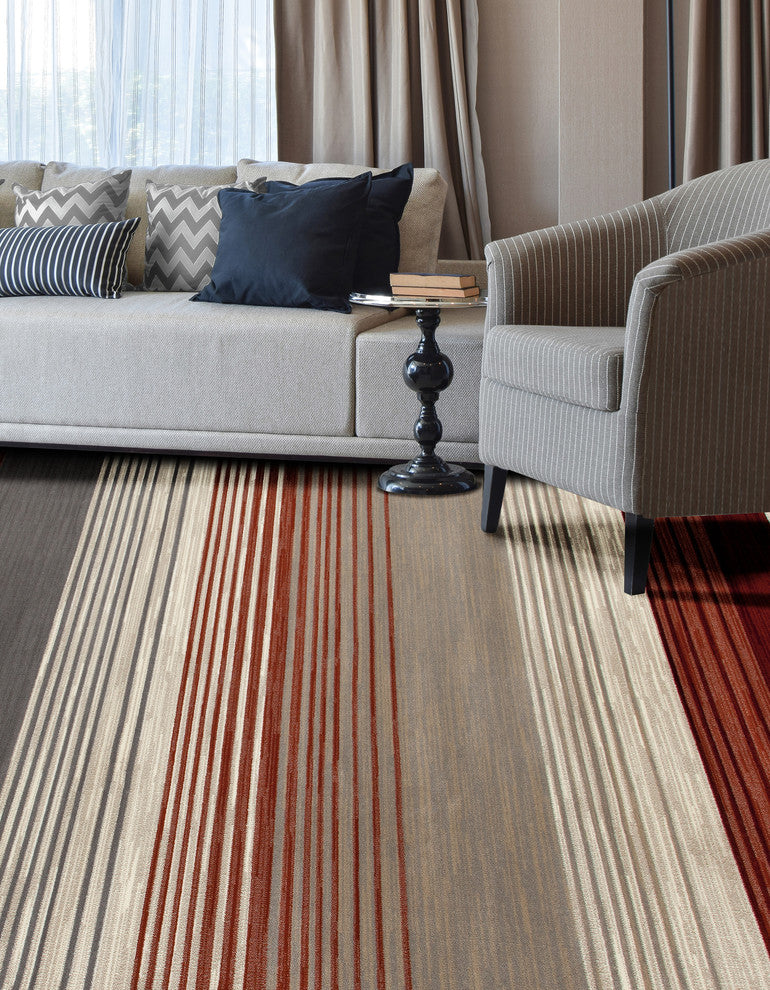 Bastille Heathered Stripe Red 5'3"x7'7" Area Rug