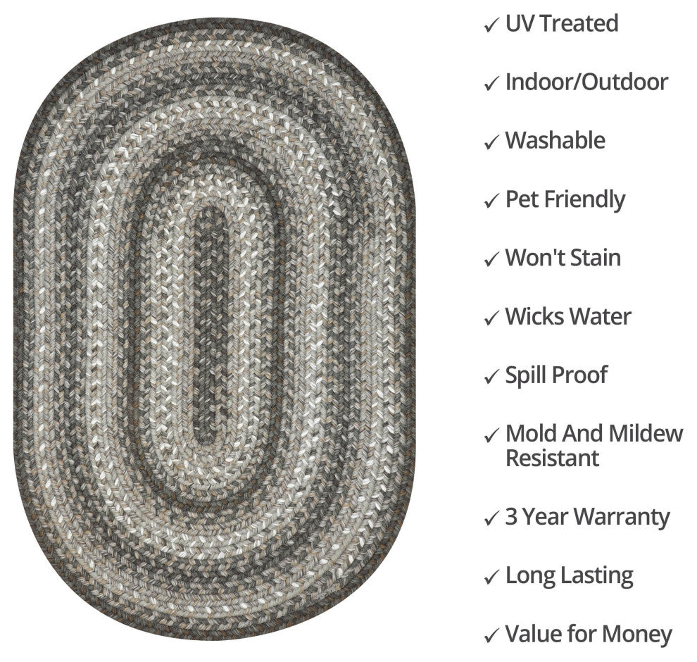 Homespice Decor 4 x 6' Oval Graphite Ultra Durable Braids